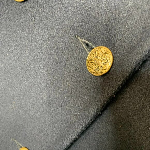 Vintage Navy Blue Wool Top Coat Dress Coat Sz Medium Union Made - Picture 5 of 14